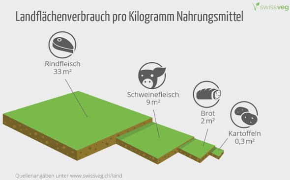 Landverbrauch pro KG Nahrungsmittel